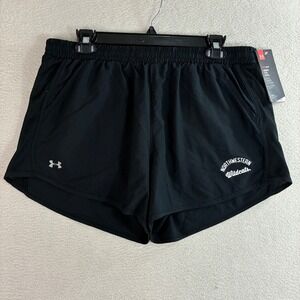 Under Armour Northwestern Wildcats Shorts Women L Black Running HeatGear Gym NWT